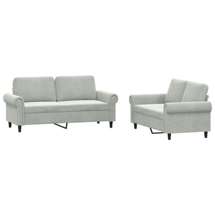 Set de canapele cu perne, 2 piese, gri deschis, catifea - WALTI WALTI