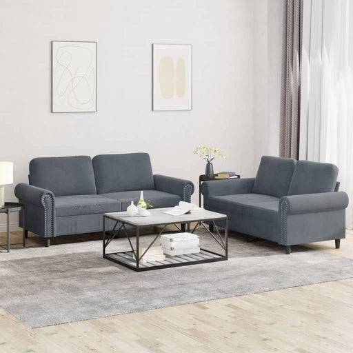 Set de canapele cu perne, 2 piese, gri închis, catifea - WALTI WALTI