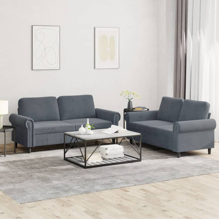 Set de canapele cu perne, 2 piese, gri închis, catifea - WALTI WALTI