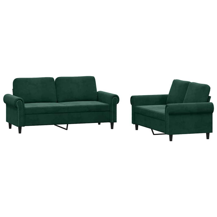 Set de canapele cu perne, 2 piese, verde închis, catifea - WALTI WALTI