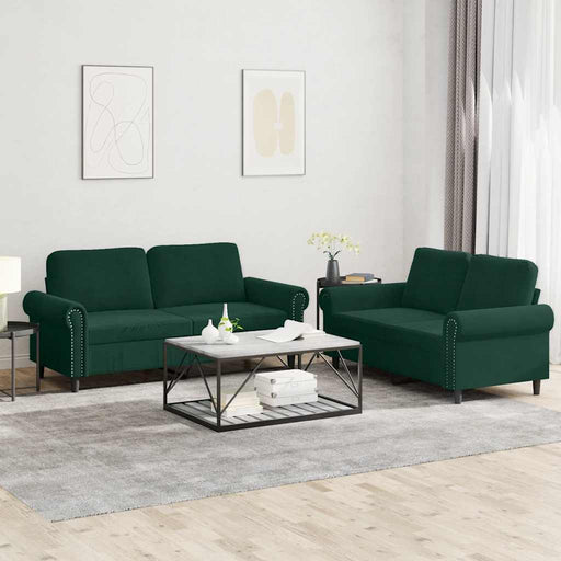 Set de canapele cu perne, 2 piese, verde închis, catifea - WALTI WALTI
