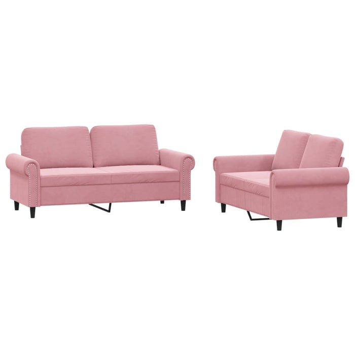 Set de canapele cu perne, 2 piese, roz, catifea - WALTI WALTI