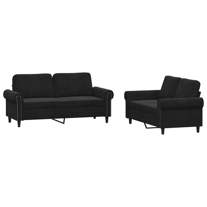 Set de canapele cu perne, 2 piese, negru, catifea - WALTI WALTI