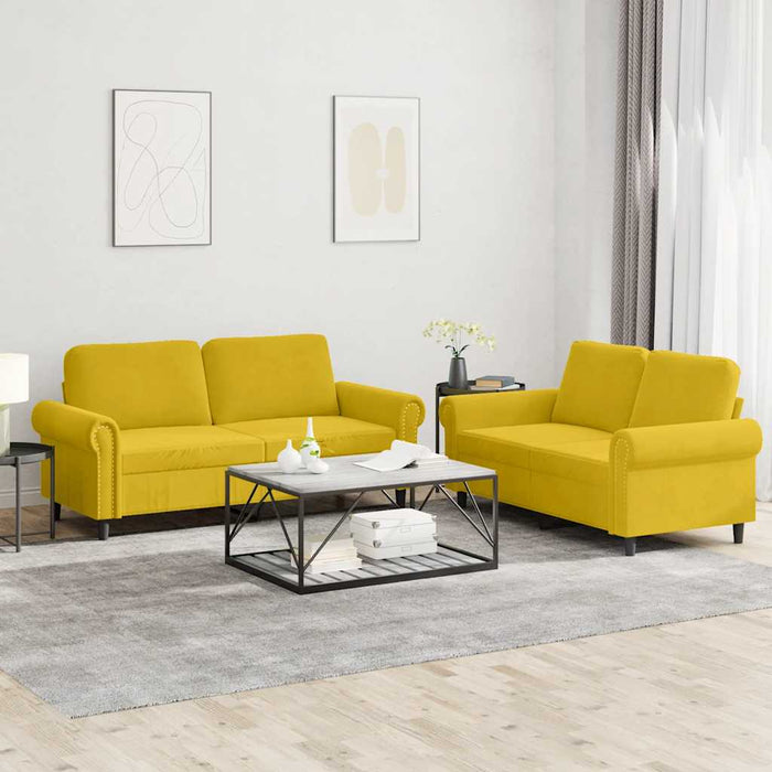 Set de canapele cu perne, 2 piese, galben, catifea - WALTI WALTI