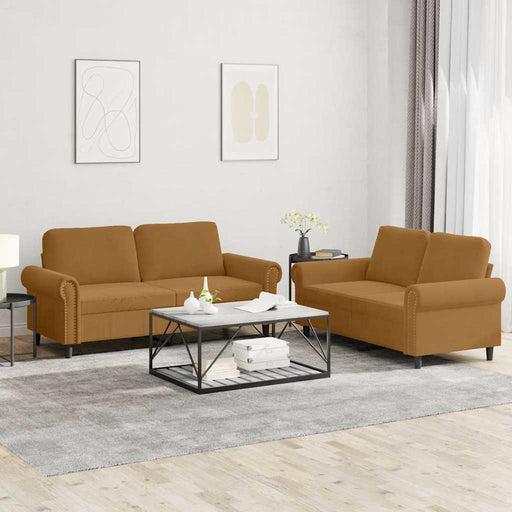 Set de canapele cu perne, 2 piese, maro, catifea - WALTI WALTI
