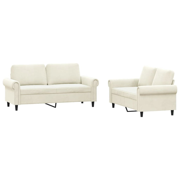 Set de canapele cu perne, 2 piese, crem, catifea - WALTI WALTI