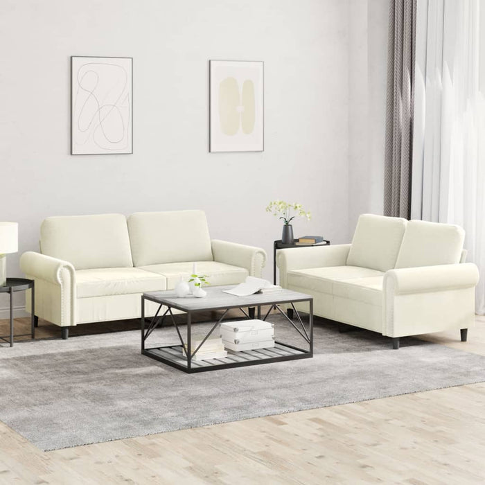 Set de canapele cu perne, 2 piese, crem, catifea - WALTI WALTI