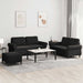 Set de canapele cu perne, 3 piese, negru, catifea - WALTI WALTI