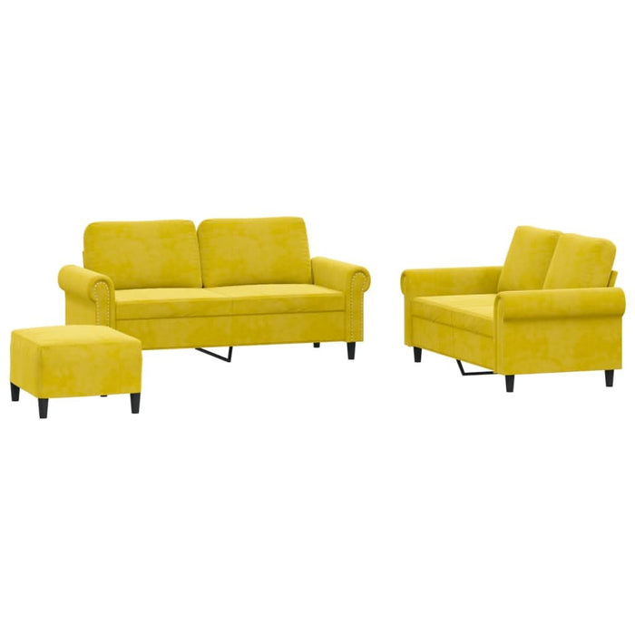 Set de canapele cu perne, 3 piese, galben, catifea - WALTI WALTI