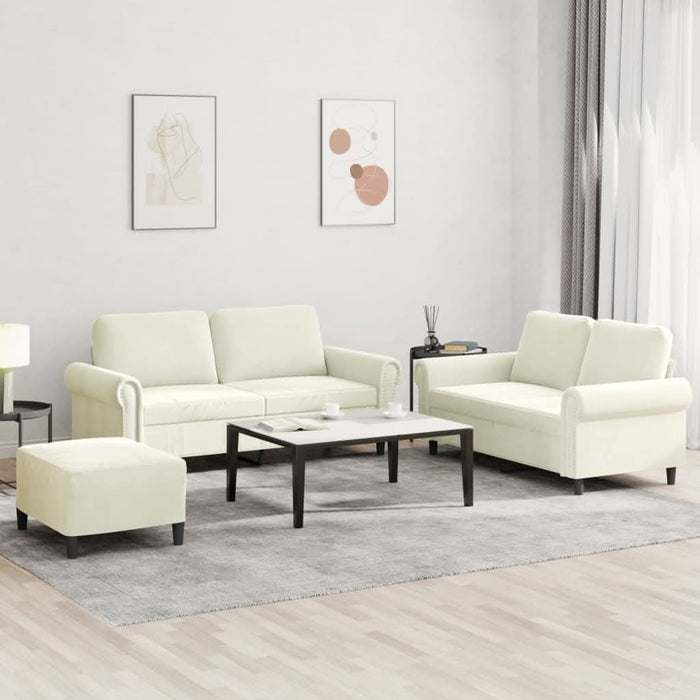 Set de canapele cu perne, 3 piese, crem, catifea - WALTI WALTI