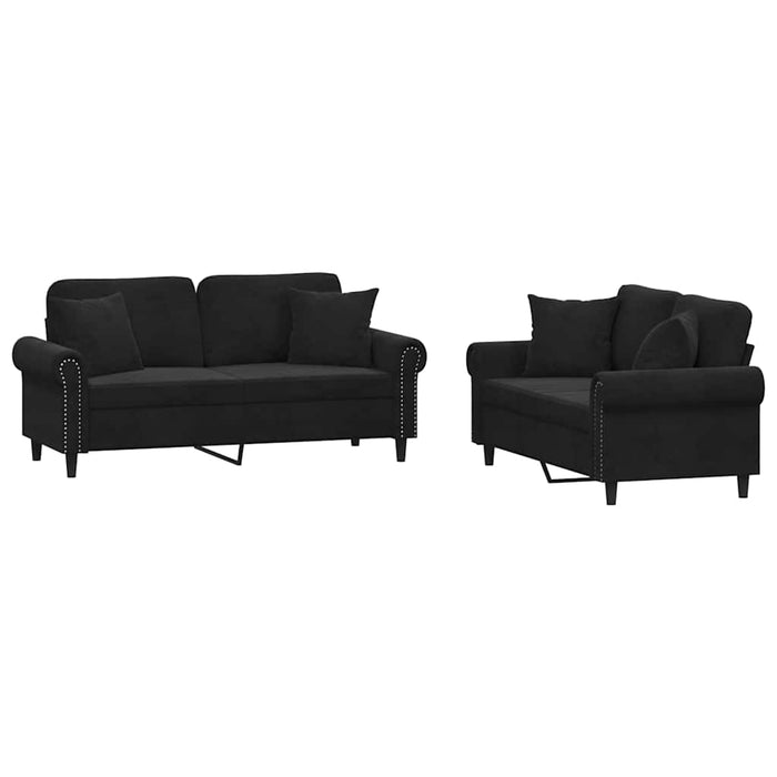 Set canapea cu perne, 2 piese, roz, catifea - WALTI WALTI