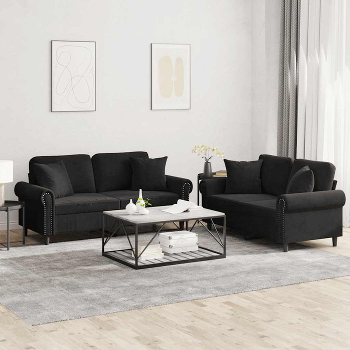 Set canapea cu perne, 2 piese, roz, catifea - WALTI WALTI
