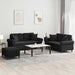 Set de canapele cu perne, 3 piese, negru, catifea - WALTI WALTI