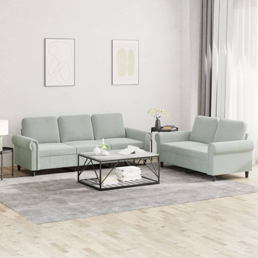 Set de canapele cu perne, 2 piese, gri deschis, catifea - WALTI WALTI