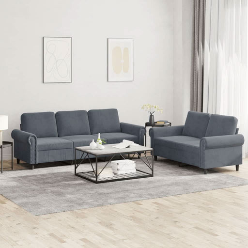 Set de canapele cu perne, 2 piese, gri închis, catifea - WALTI WALTI