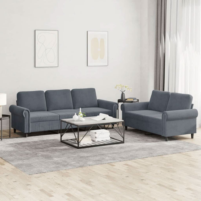 Set de canapele cu perne, 2 piese, gri închis, catifea - WALTI WALTI