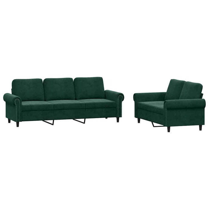 Set de canapele cu perne, 2 piese, verde închis, catifea - WALTI WALTI