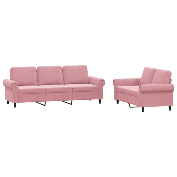 Set de canapele cu perne, 2 piese, roz, catifea - WALTI WALTI