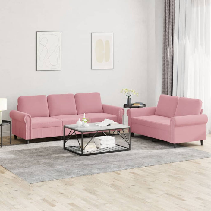 Set de canapele cu perne, 2 piese, roz, catifea - WALTI WALTI