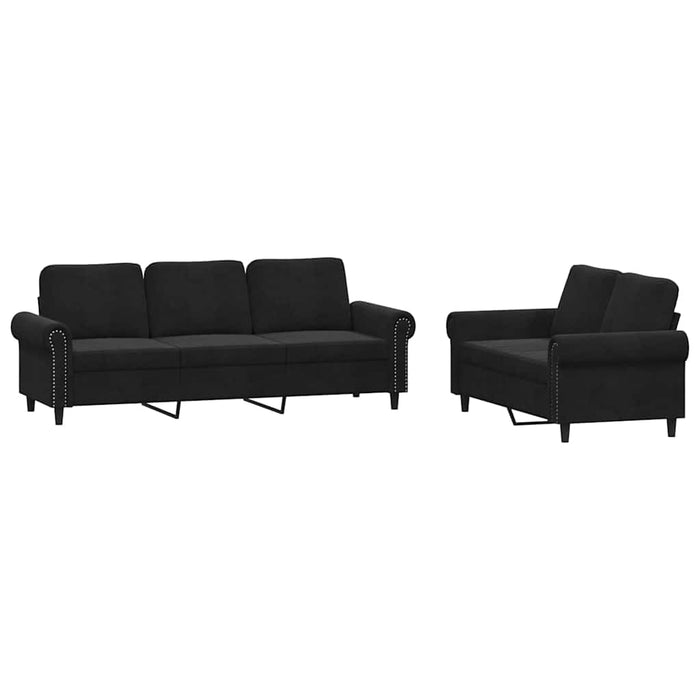 Set de canapele cu perne, 2 piese, negru, catifea - WALTI WALTI