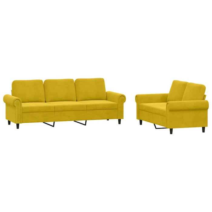 Set de canapele cu perne, 2 piese, galben, catifea - WALTI WALTI