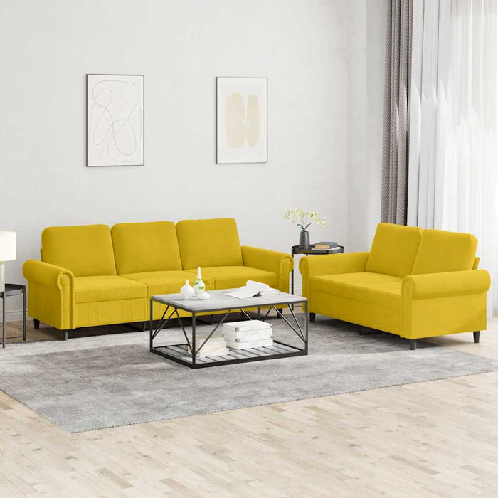 Set de canapele cu perne, 2 piese, galben, catifea - WALTI WALTI