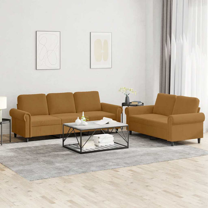 Set de canapele cu perne, 2 piese, maro, catifea - WALTI WALTI