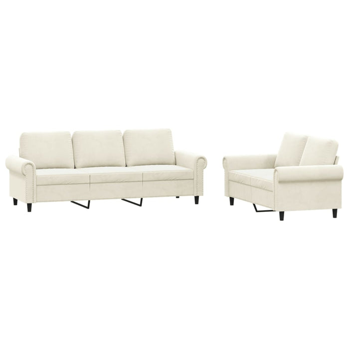 Set de canapele cu perne, 2 piese, crem, catifea - WALTI WALTI