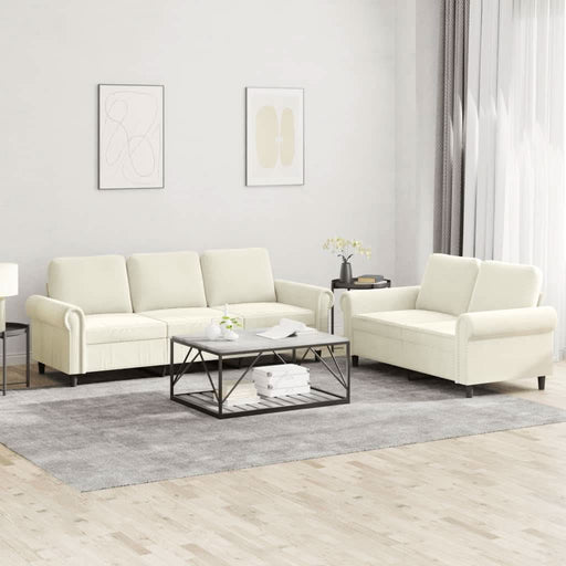 Set de canapele cu perne, 2 piese, crem, catifea - WALTI WALTI