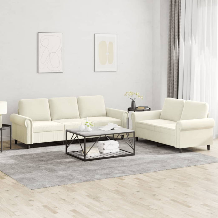 Set de canapele cu perne, 2 piese, crem, catifea - WALTI WALTI