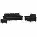 Set de canapele cu perne, 3 piese, negru, catifea - WALTI WALTI