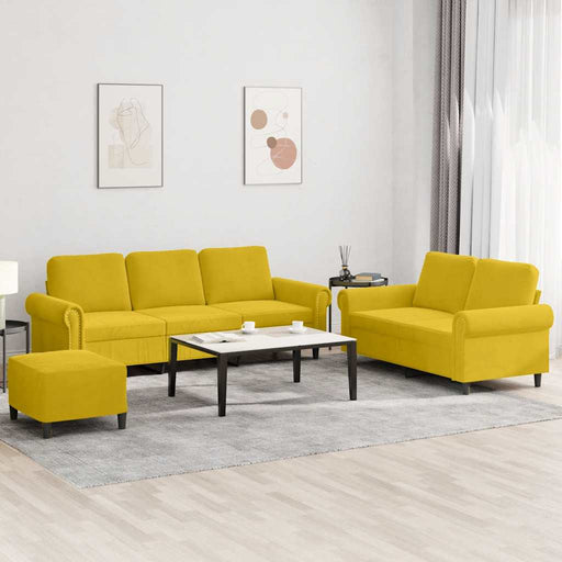 Set de canapele cu perne, 3 piese, galben, catifea - WALTI WALTI