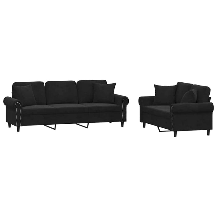 Set canapea cu perne, 2 piese, roz, catifea - WALTI WALTI