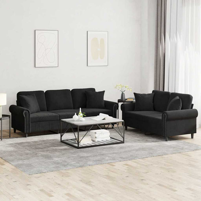 Set canapea cu perne, 2 piese, roz, catifea - WALTI WALTI