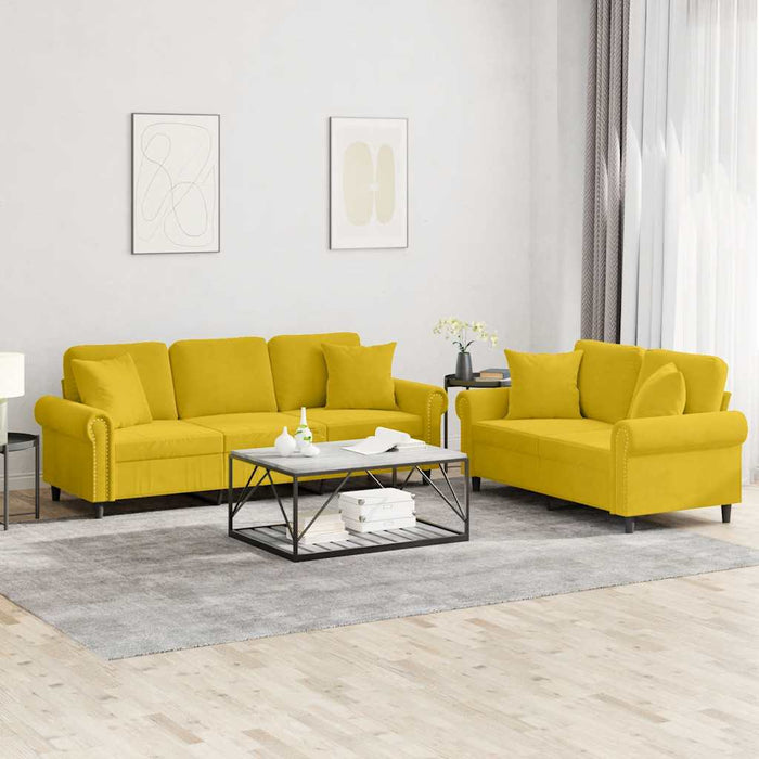 Set de canapele cu perne, 2 piese, galben, catifea - WALTI WALTI