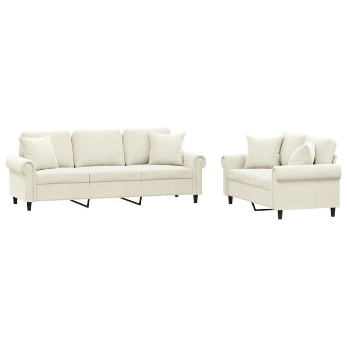 Set de canapele cu perne, 2 piese, crem, catifea - WALTI WALTI