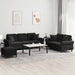 Set de canapele cu perne, 3 piese, negru, catifea - WALTI WALTI