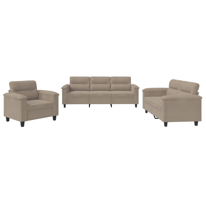 Set de canapele cu perne, 3 piese, gri taupe, microfibră - WALTI WALTI