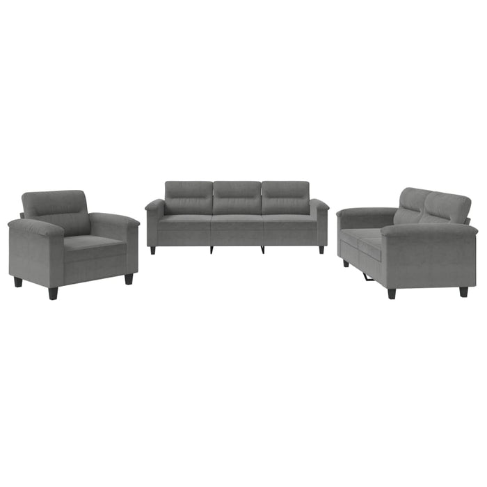 Set de canapele cu perne, 3 piese, gri închis, microfibră - WALTI WALTI