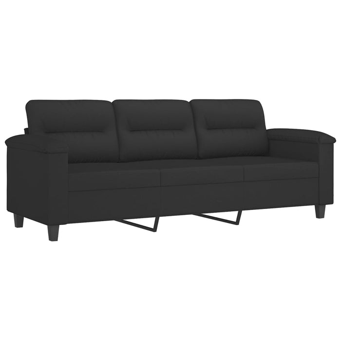 Set de canapele cu perne, 3 piese, negru, microfibră - WALTI WALTI