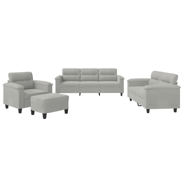 Set de canapele cu perne, 4 piese, gri deschis, microfibră - WALTI WALTI