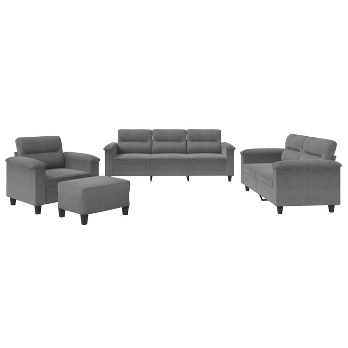 Set de canapele cu perne, 4 piese, gri închis, microfibră - WALTI WALTI