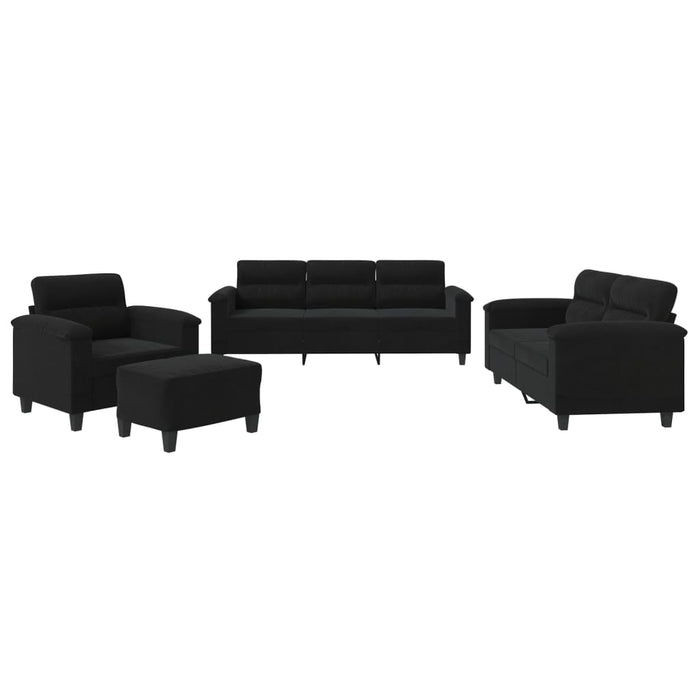 Set de canapele cu perne, 4 piese, negru, microfibră - WALTI WALTI