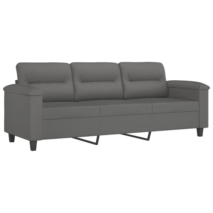 Set de canapele cu perne, 3 piese, gri închis, microfibră WALTI