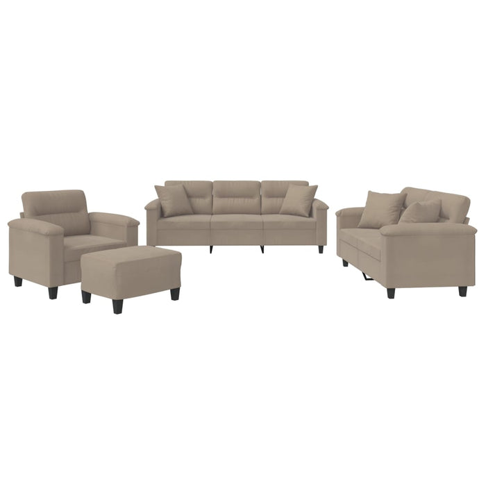 Set de canapele cu perne, 4 piese, gri taupe, microfibră - WALTI WALTI