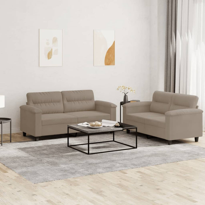 Set de canapele cu perne, 2 piese, gri taupe, microfibră - WALTI WALTI