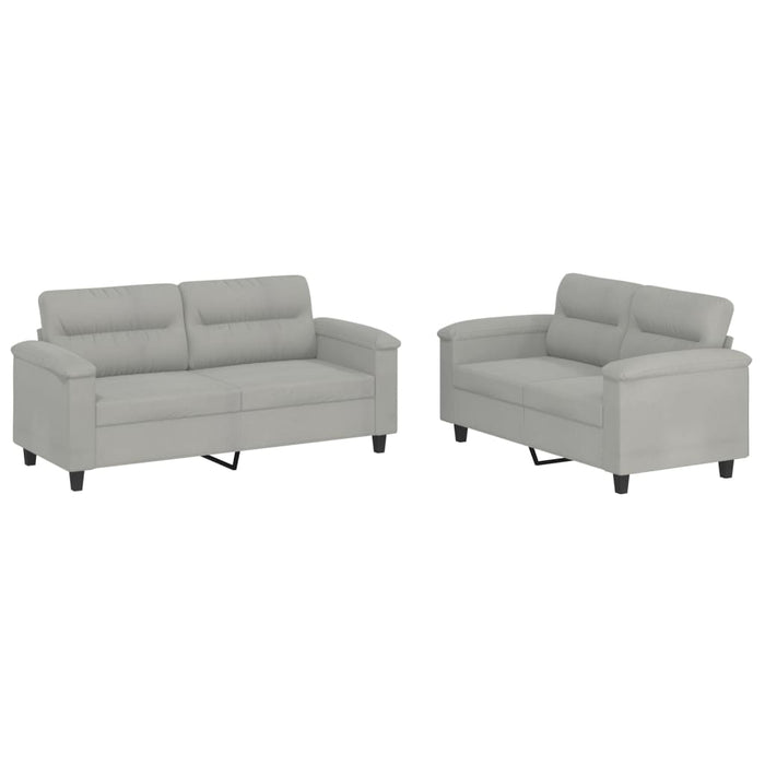 Set de canapele cu perne, 2 piese, gri deschis, microfibră - WALTI WALTI