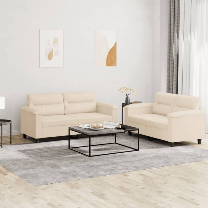 Set de canapele cu perne, 2 piese, bej, microfibră - WALTI WALTI