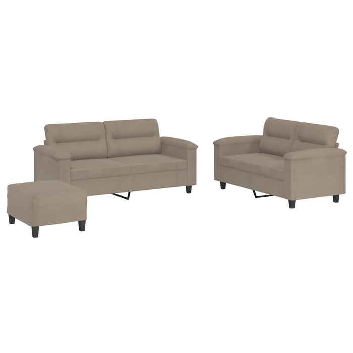 Set de canapele cu perne, 3 piese, gri taupe, microfibră - WALTI WALTI