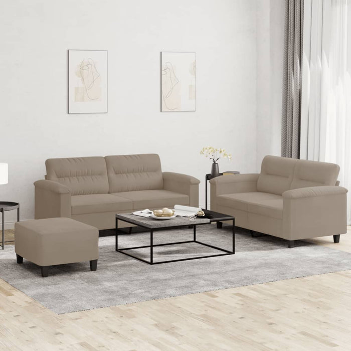 Set de canapele cu perne, 3 piese, gri taupe, microfibră - WALTI WALTI